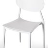 Fabulaxe Modern Plastic Outdoor Dining Chair with Open Oval Back Design, White, PK 2 QI004226.WT.2